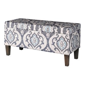 homepop transitional fabric large decorative storage bench in blue
