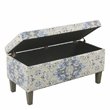 HomePop Transitional Fabric Large Decorative Storage Bench in Antiqued Blue
