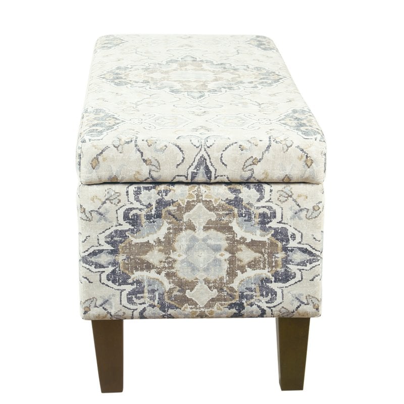HomePop Transitional Fabric Large Decorative Storage Bench in Cream
