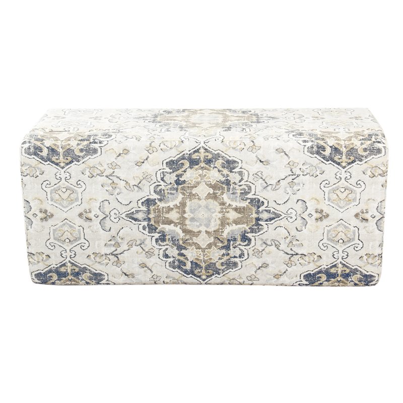 HomePop Transitional Fabric Large Decorative Storage Bench in Cream