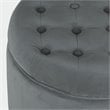 HomePop Round Transitional Wood and Velvet Storage Ottoman in Gray