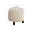 HomePop Round Transitional Wood and Velvet Storage Ottoman in Cream
