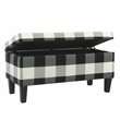 HomePop Fabric Plaid Pattern Large Decorative Storage Bench in Black