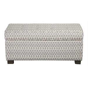 homepop traditional fabric large decorative storage ottoman in gray