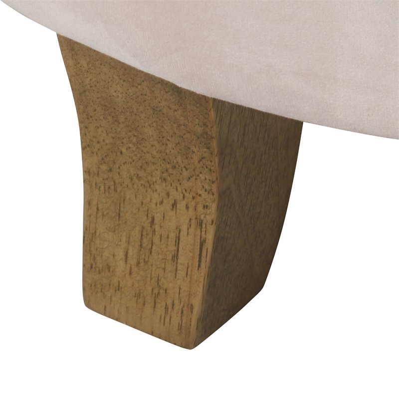 HomePop Round Transitional Wood and Velvet Storage Ottoman in Pink