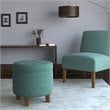HomePop Boho Transitional Wood and Fabric Storage Ottoman in Teal Blue
