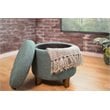 HomePop Boho Transitional Wood and Fabric Storage Ottoman in Teal Blue