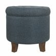 HomePop Boho Transitional Wood and Fabric Storage Ottoman in Indigo Blue