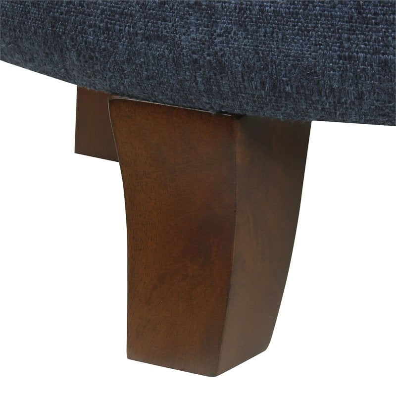 HomePop Boho Transitional Wood and Fabric Storage Ottoman in Indigo Blue