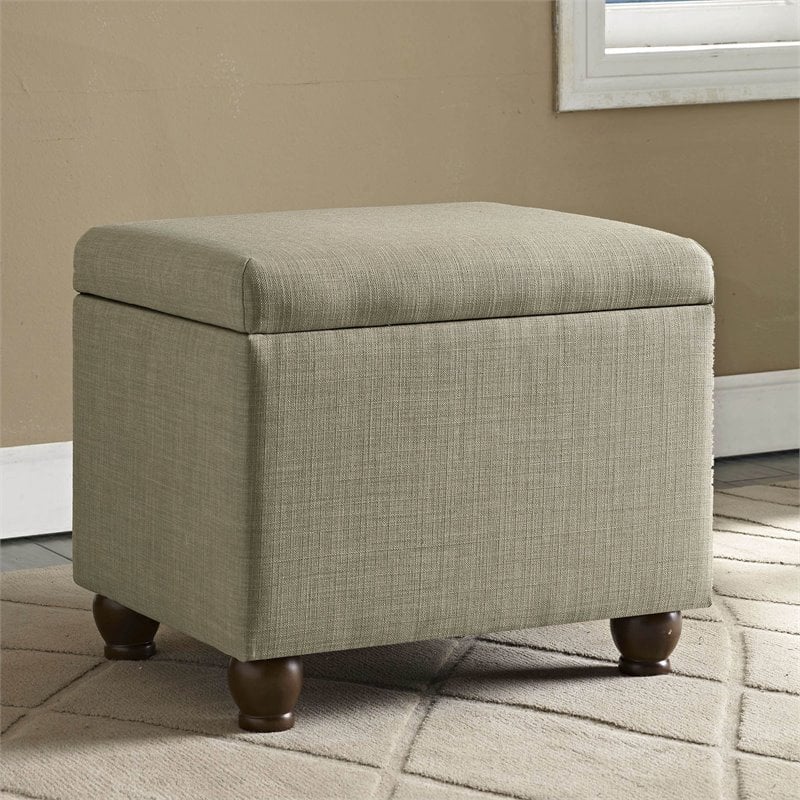 HomePop Transitional Fabric Medium Storage Ottoman in Tan Finish
