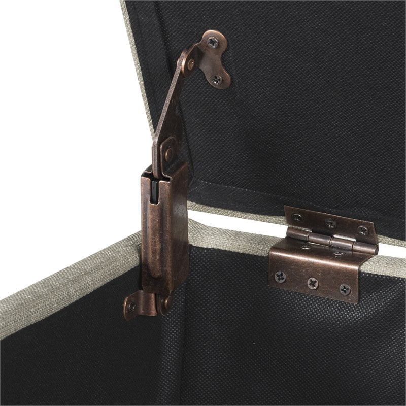 HomePop Transitional Fabric Medium Storage Ottoman in Tan Finish