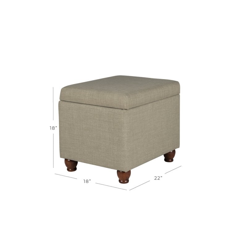 HomePop Transitional Fabric Medium Storage Ottoman in Tan Finish