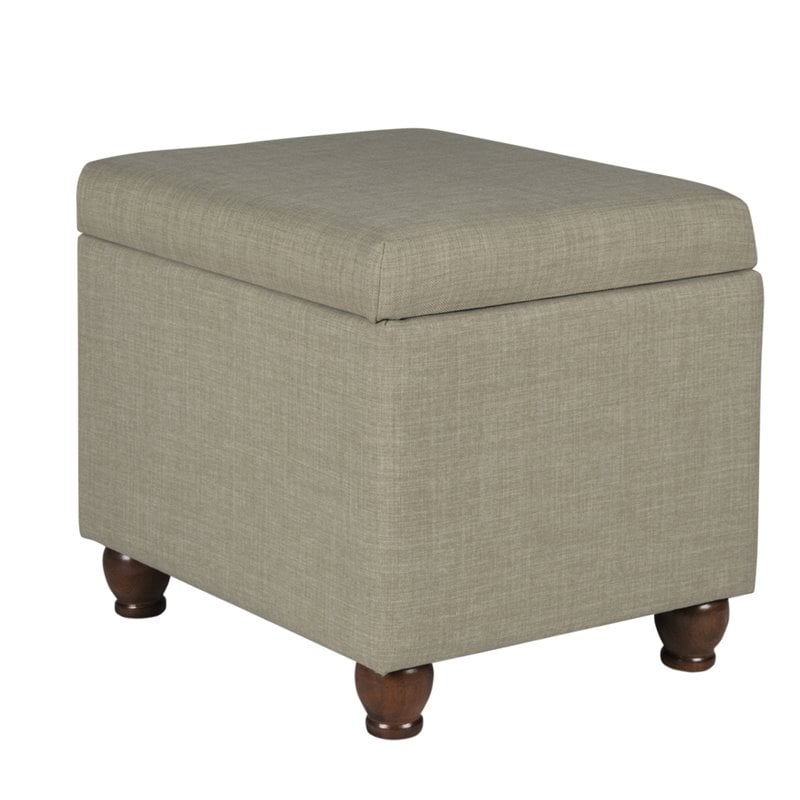 HomePop Transitional Fabric Medium Storage Ottoman in Tan Finish