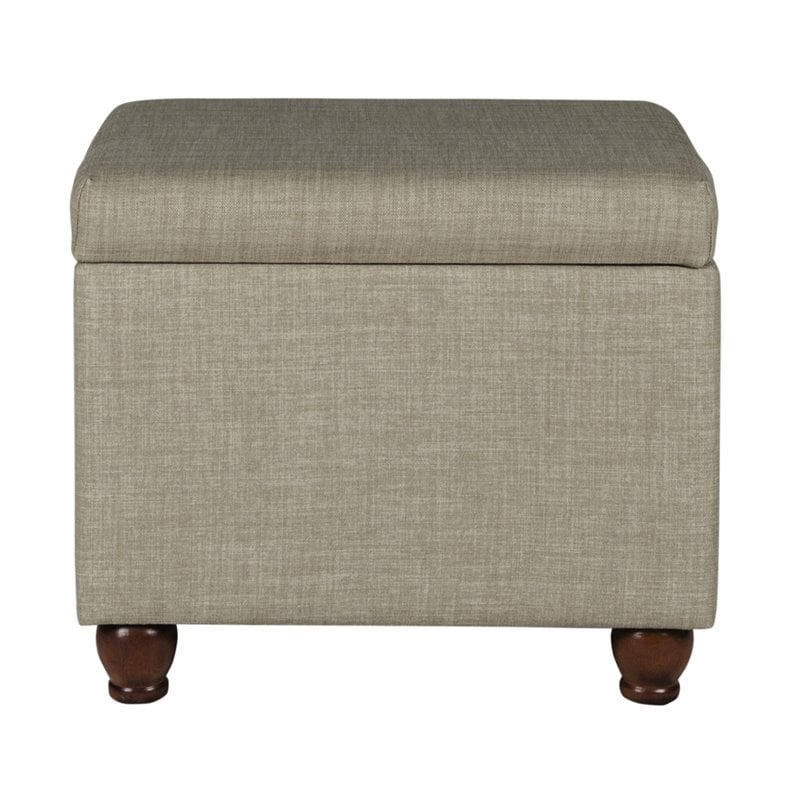 HomePop Transitional Fabric Medium Storage Ottoman in Tan Finish