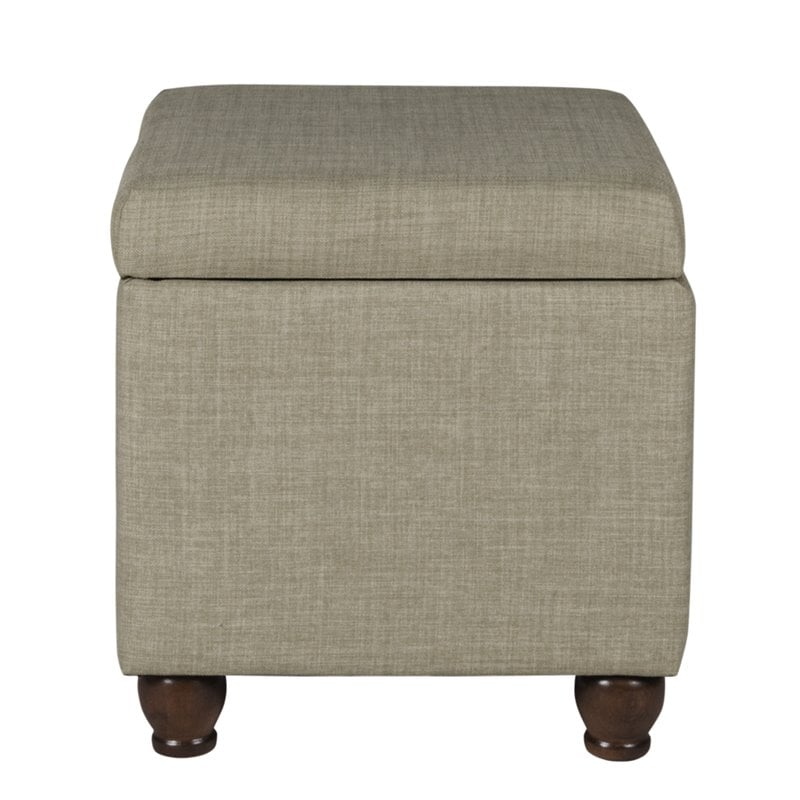 HomePop Transitional Fabric Medium Storage Ottoman in Tan Finish
