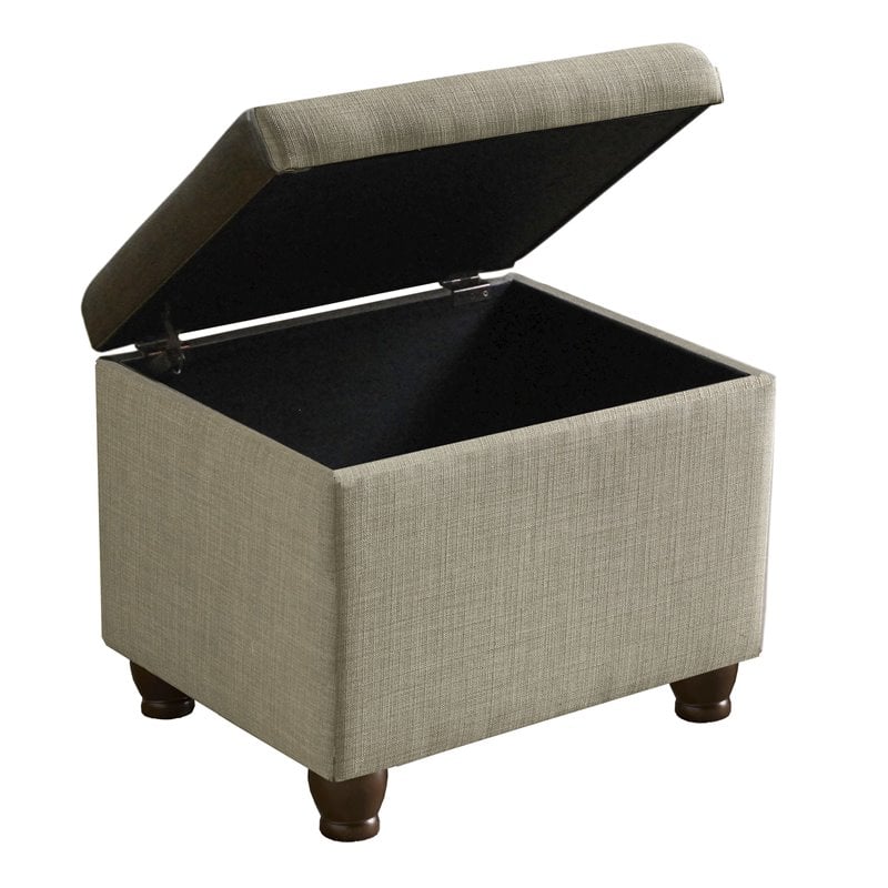 HomePop Transitional Fabric Medium Storage Ottoman in Tan Finish