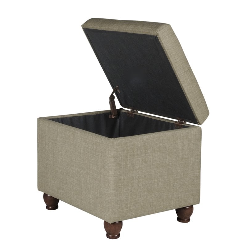 HomePop Transitional Fabric Medium Storage Ottoman in Tan Finish