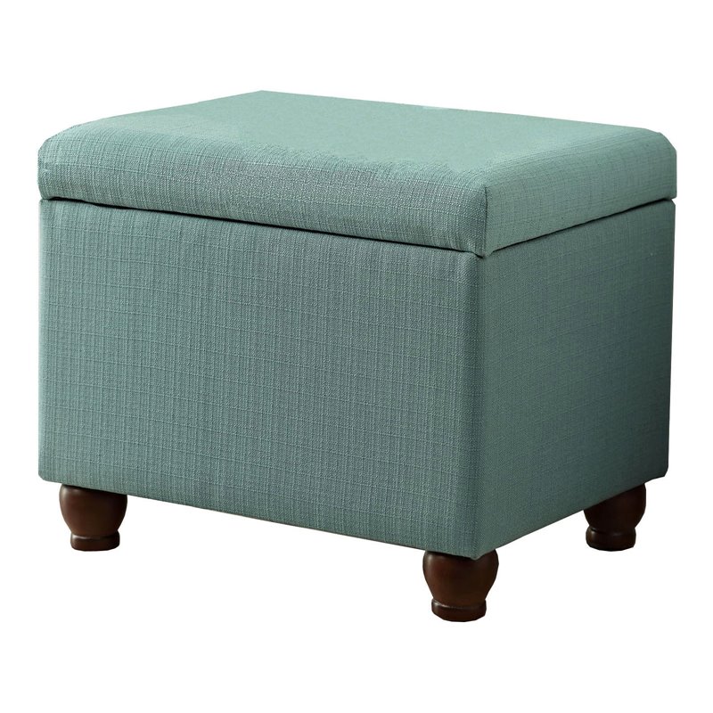 HomePop Transitional Fabric Textured Medium Storage Ottoman in Aqua Blue