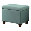HomePop Transitional Fabric Textured Medium Storage Ottoman in Aqua Blue