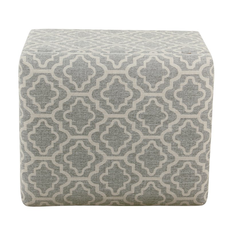 HomePop Transitional Fabric Geometric Medium Storage Ottoman in Ash Gray
