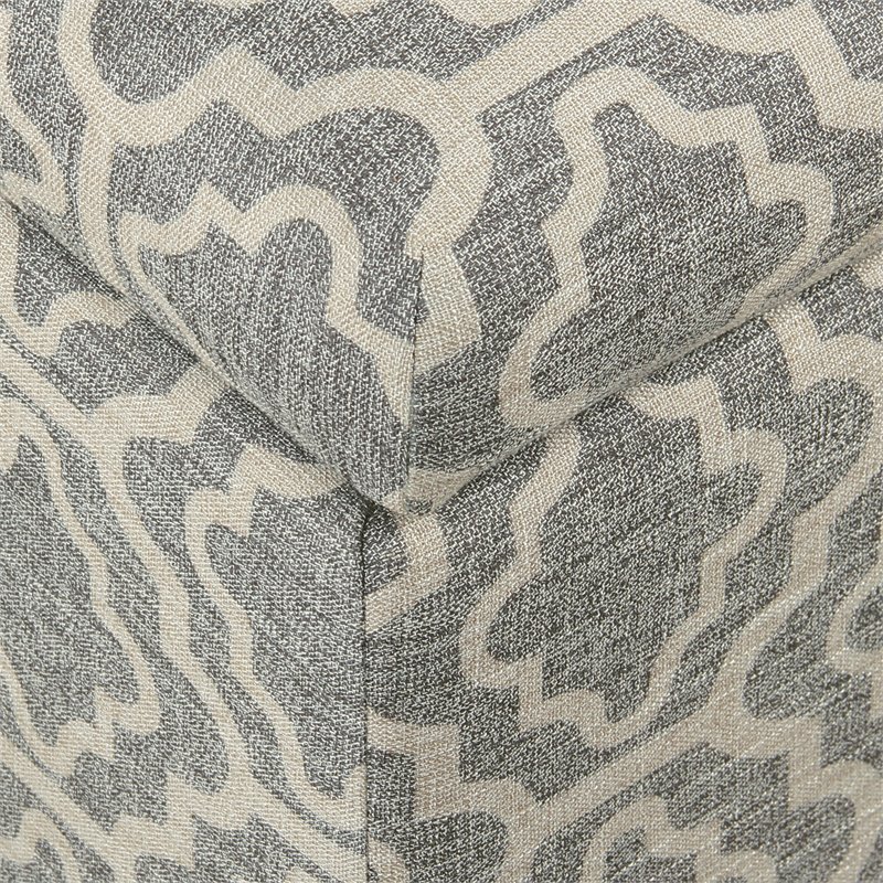 HomePop Transitional Fabric Geometric Medium Storage Ottoman in Ash Gray