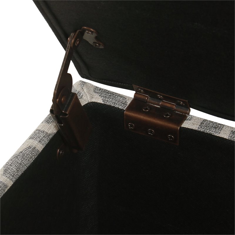 HomePop Transitional Fabric Geometric Medium Storage Ottoman in Ash Gray