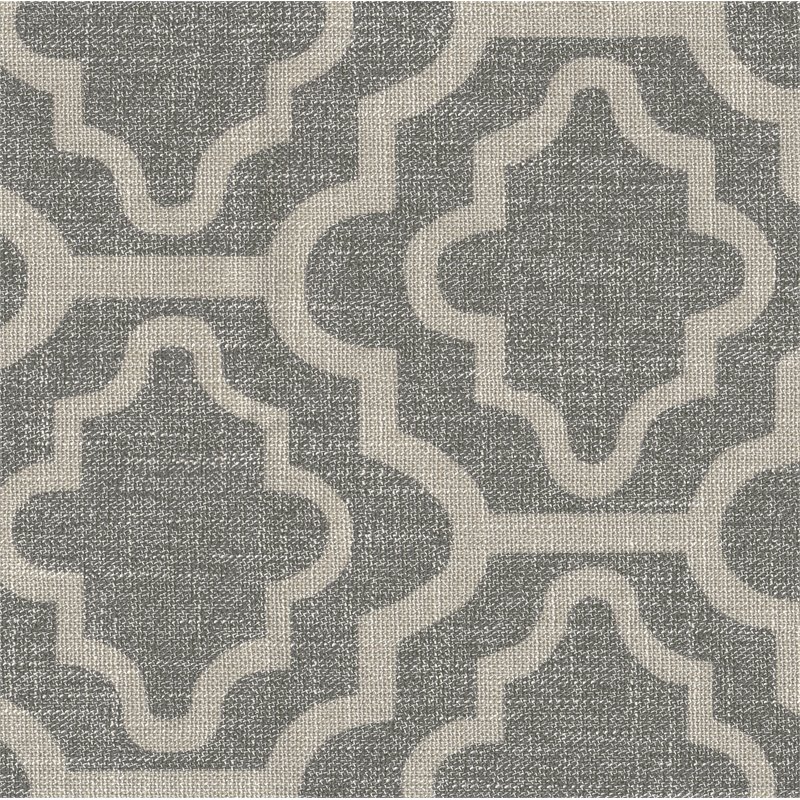 HomePop Transitional Fabric Geometric Medium Storage Ottoman in Ash Gray