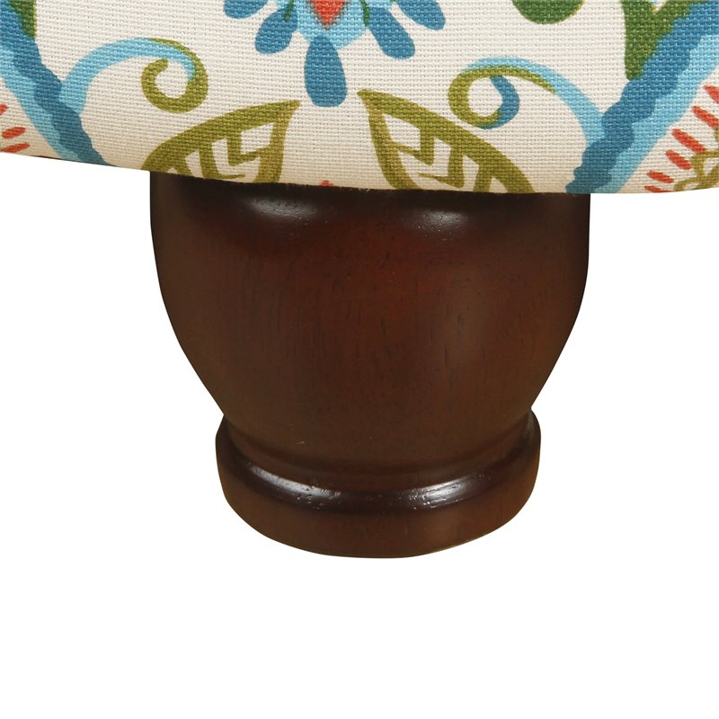 HomePop Round Transitional Cotton Paisley Pattern Storage Ottoman in Multi-Color