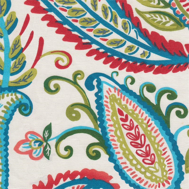 HomePop Round Transitional Cotton Paisley Pattern Storage Ottoman in Multi-Color