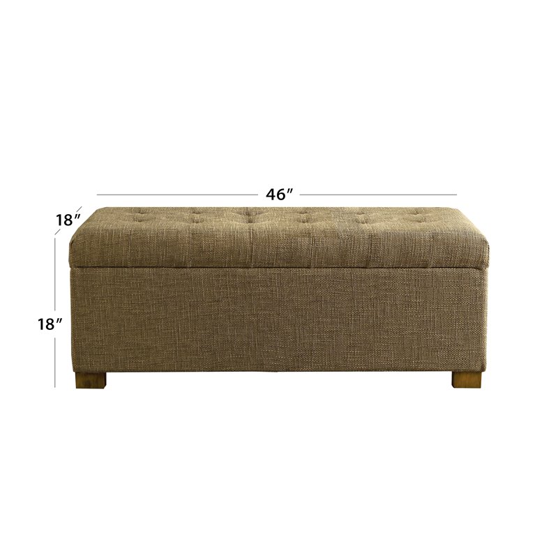 HomePop Traditional Fabric Tufted Large Storage Bench in Natural