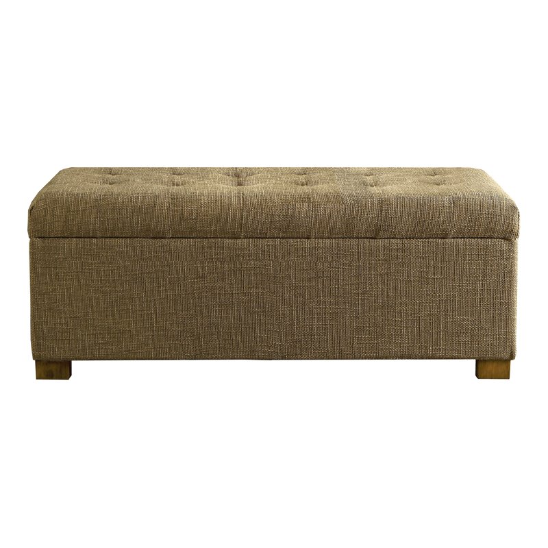 HomePop Traditional Fabric Tufted Large Storage Bench in Natural