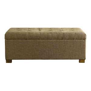 homepop traditional fabric tufted large storage bench in natural