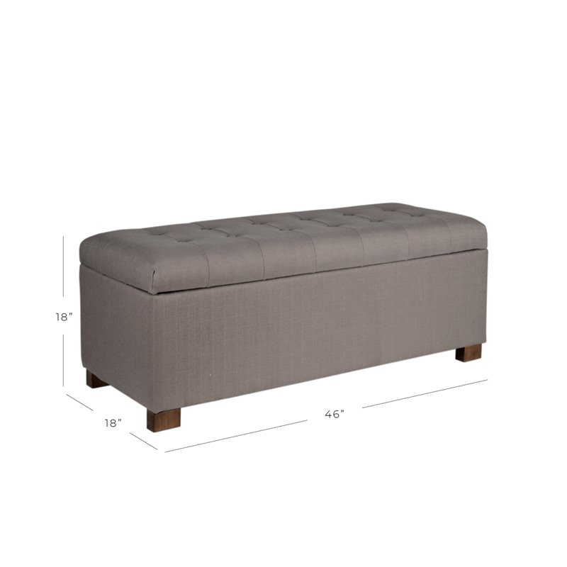 HomePop Traditional Fabric Tufted Large Storage Bench in Gray and Brown