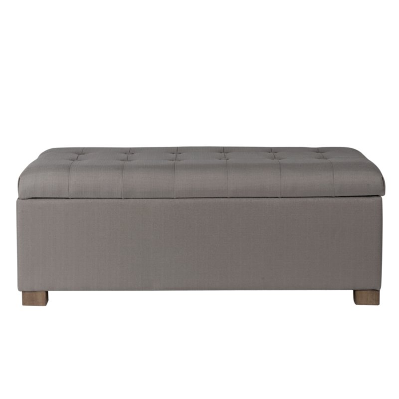 HomePop Traditional Fabric Tufted Large Storage Bench in Gray and Brown