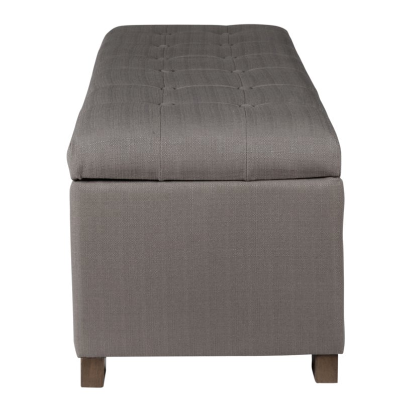 HomePop Traditional Fabric Tufted Large Storage Bench in Gray and Brown