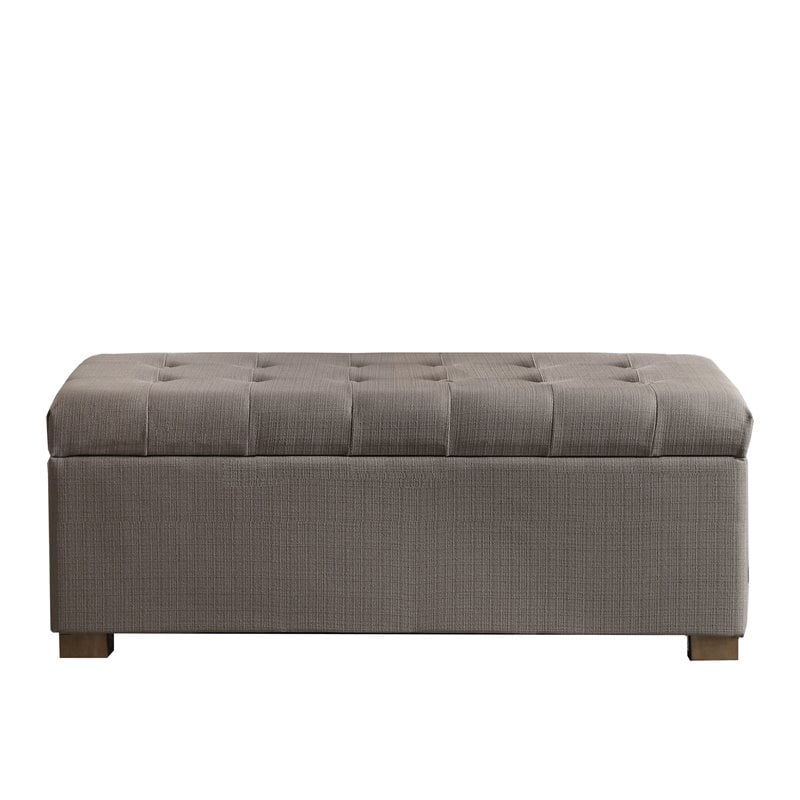 HomePop Traditional Fabric Tufted Large Storage Bench in Gray and Brown