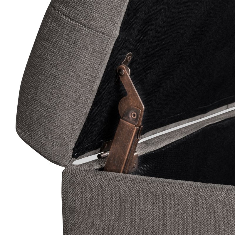 HomePop Traditional Fabric Tufted Large Storage Bench in Gray and Brown