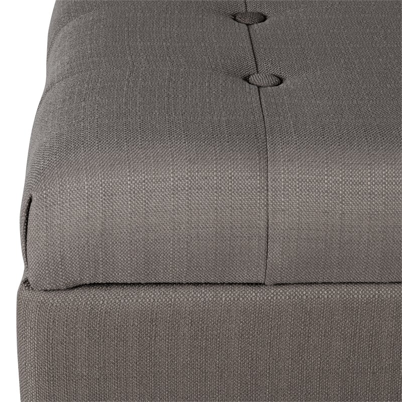 HomePop Traditional Fabric Tufted Large Storage Bench in Gray and Brown