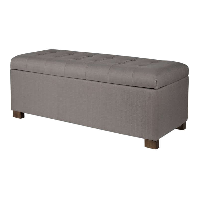 HomePop Traditional Fabric Tufted Large Storage Bench in Gray and Brown