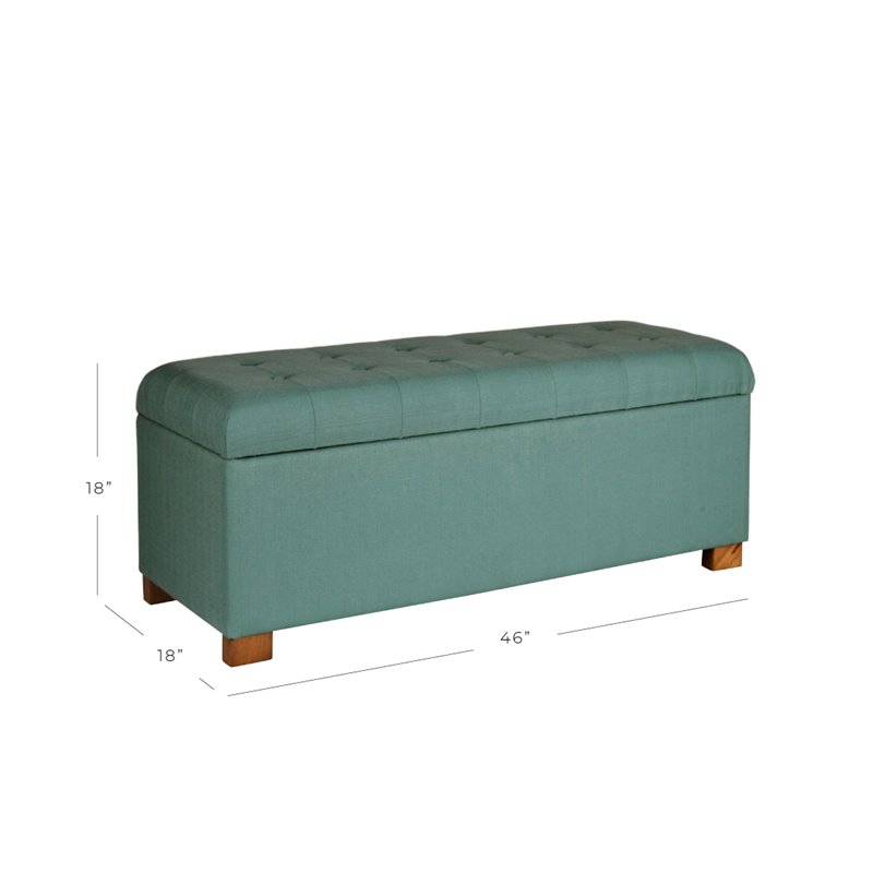 HomePop Traditional Fabric Tufted Large Storage Bench in Teal Blue