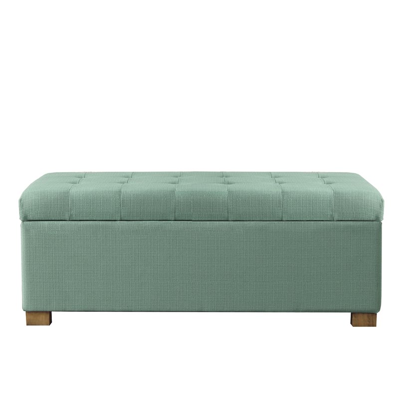 HomePop Traditional Fabric Tufted Large Storage Bench in Teal Blue