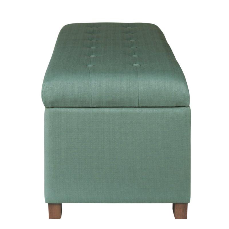 HomePop Traditional Fabric Tufted Large Storage Bench in Teal Blue