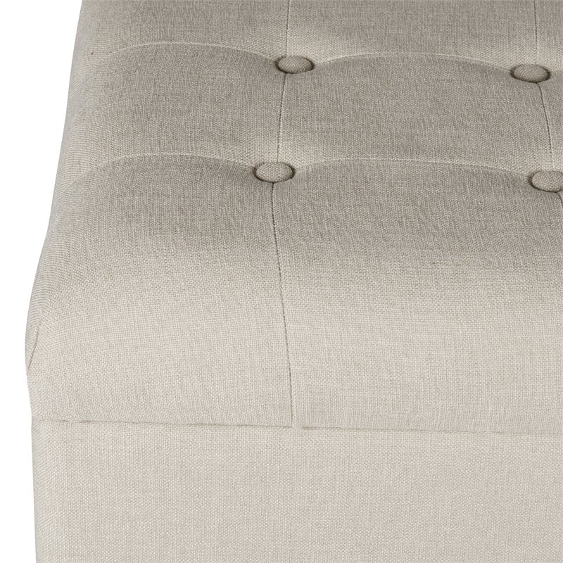 HomePop Traditional Fabric Tufted Large Storage Bench in Cream