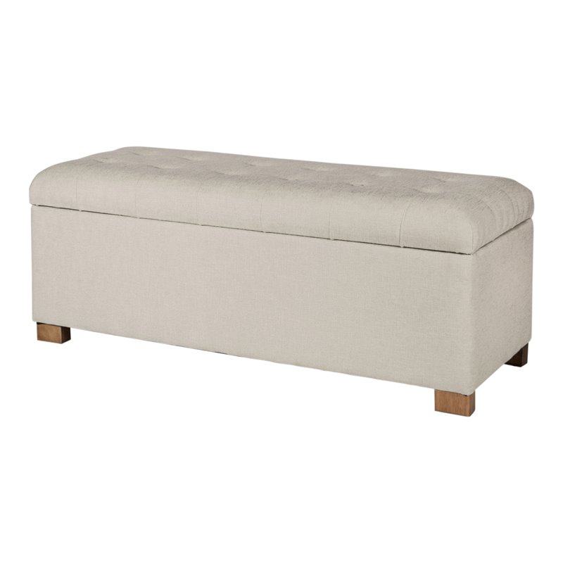 HomePop Traditional Fabric Tufted Large Storage Bench - Thumbnail 2