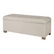 HomePop Traditional Fabric Tufted Large Storage Bench in Cream