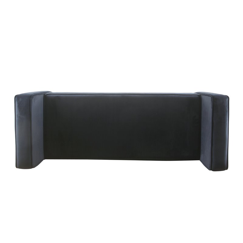 HomePop Rimo Modern Velvet Fabric Storage Bench in Dark Navy
