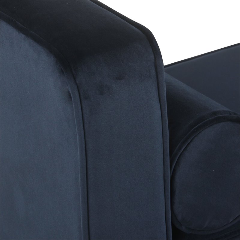 HomePop Rimo Modern Velvet Fabric Storage Bench in Dark Navy