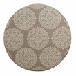 HomePop Round Transitional Fabric Storage Ottoman in Cream/Brown