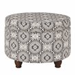 HomePop Suzani Transitional Fabric Fashion Medallion Storage Ottoman in Black