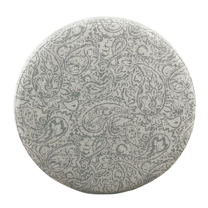 HomePop Transitional Fabric Storage Ottoman with Paisley Floral Pattern in Gray